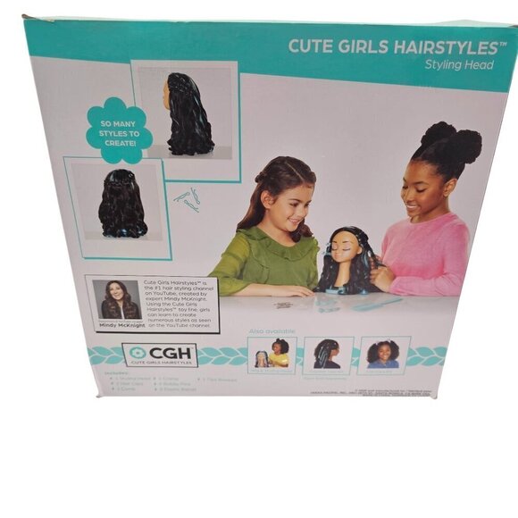 Cute Girls Hairstyles Styling Head Black with Blue Streaks 20 Piece Set NEW! - Picture 3 of 15